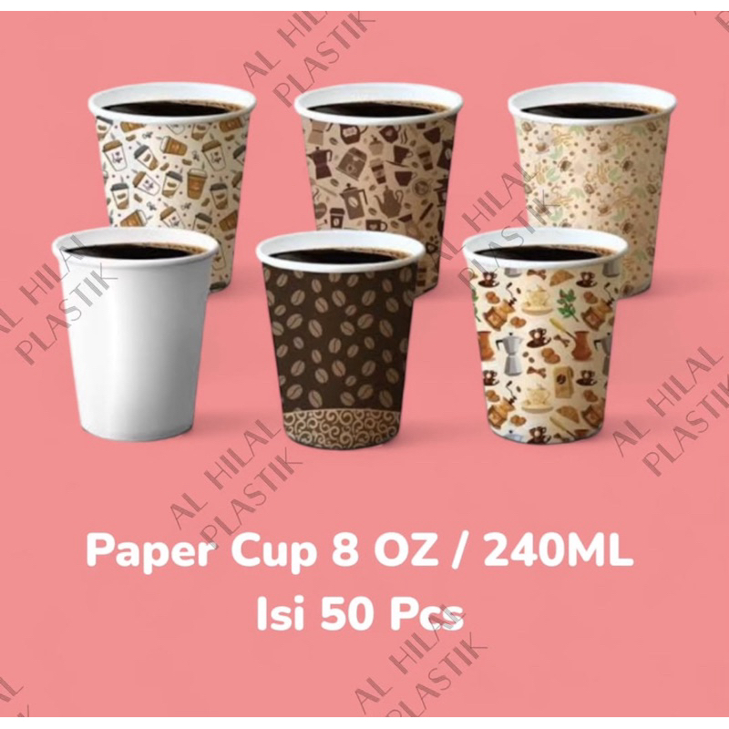 Jual Paper Cup 8 OZ / 240ML Isi 50 pcs | Shopee Indonesia