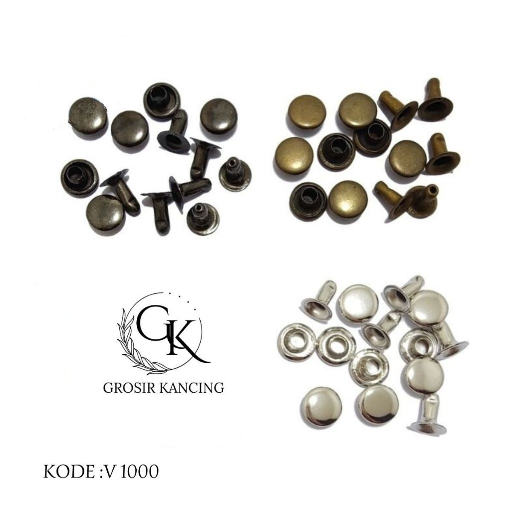 Jual GROSIR KANCING RIVET PAKU KELING CENTANG GEPENG DATAR 6 MM V 1000 ...