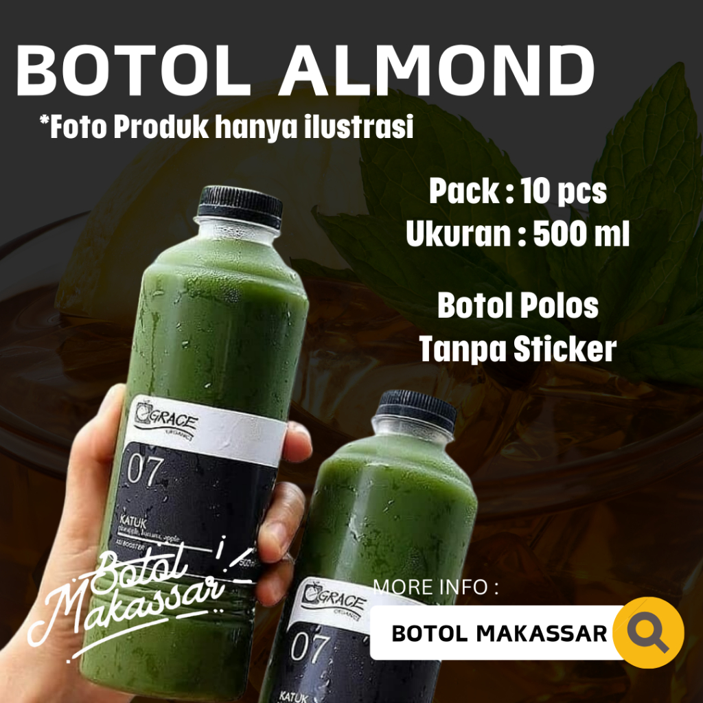 Jual Botol Plastik Almond 500 ml (isi : 10 pcs) | Shopee Indonesia