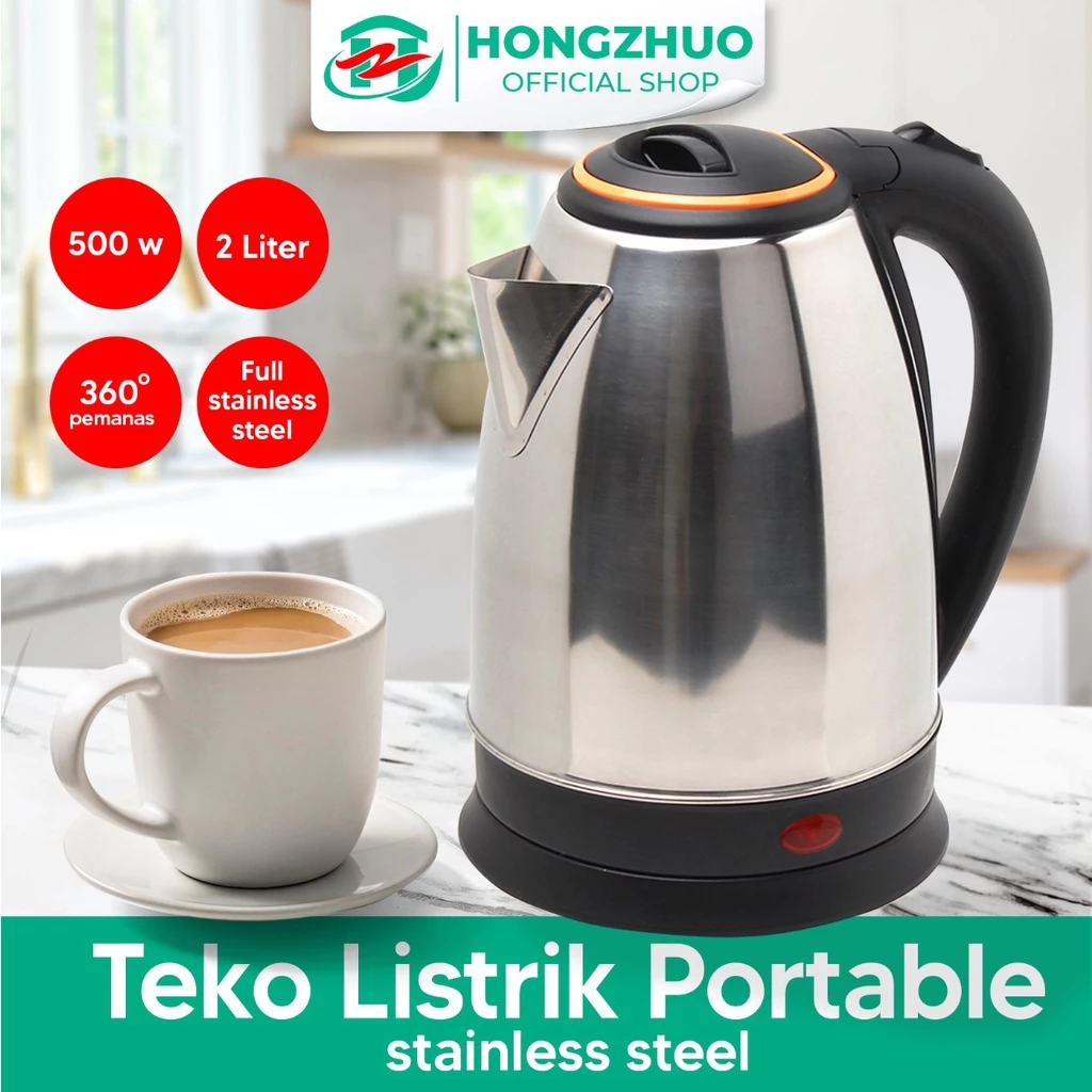 Hongzhuo Teko Listrik 2 Liter – Ketel Elektrik Full Stainless Steel yang Tangguh & Hemat Energi