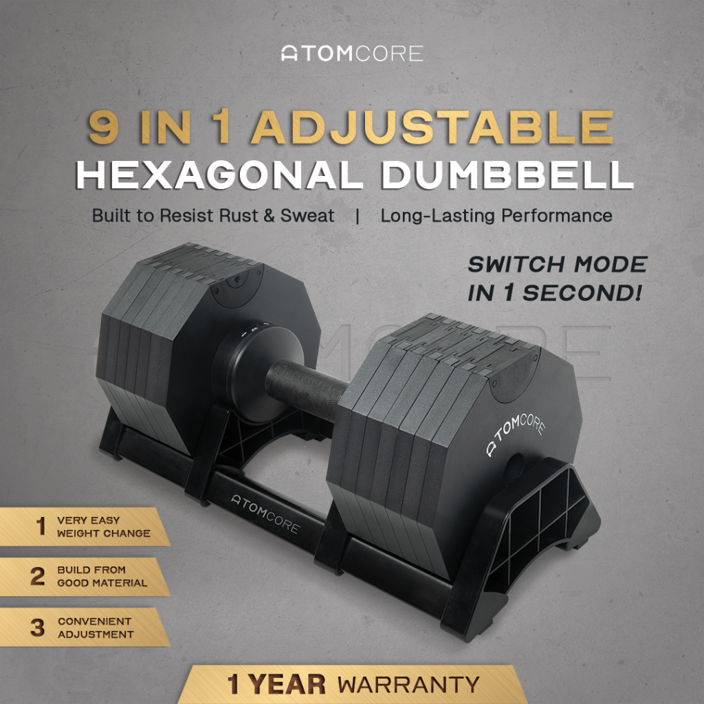 Jual Atomcore Adjustable Hexagonal Dumbbell Barbell Set 20KG/32KG/40KG ...