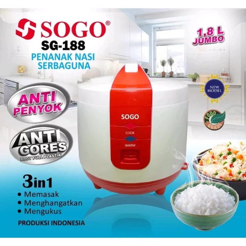 Jual SOGO SG188 - RICE COOKER 3IN1 PENANAK NASI MAGIC COM SOGO SG-188 1 ...
