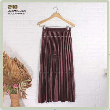Rok Velvet Bludru Plisket Polos Shiny Premium Import 22 Warna 240