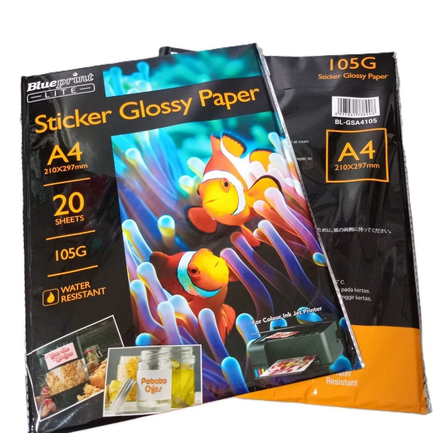 Jual Kertas Stiker Glossy / Sticker Glossy Paper BLUEPRINT LITE A4 105 ...