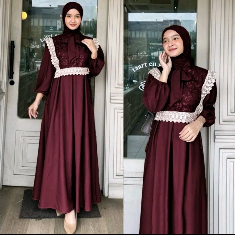 Jual Batik Official - Gamis outer renda mix brukat Gamis Lebaran ...