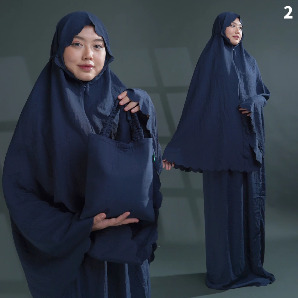 Mukena Dewasa Shafiya Katun Kringkle | Bahan LC Micro Crinkle Polos Tas Spon Tebal Dingin Nyaman | AutoStock