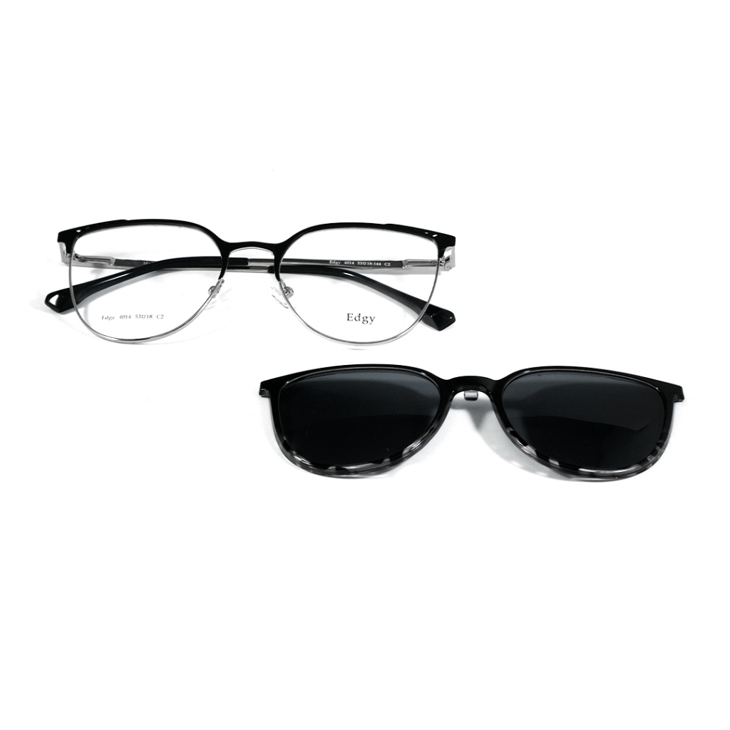 Jual Frame EDGY ; 4014 (WITH CLIP ON) ; C2 (BLACK/SILVER-PZ) - 53 ...