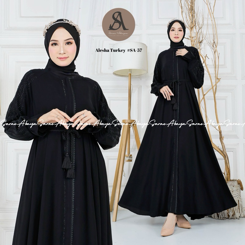 Jual Sarae Abaya Turkey Premium Alesha SA-57 Payet Jetblack Arab Turki ...