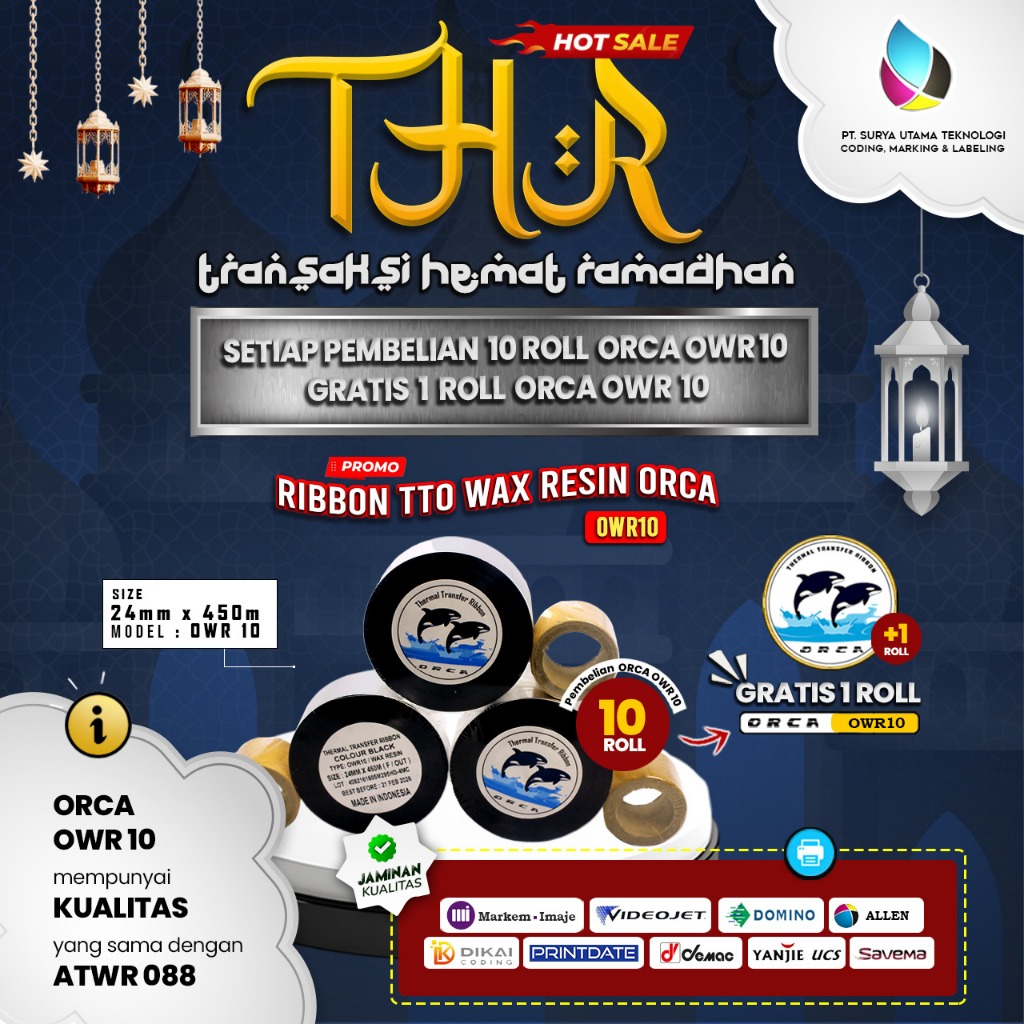 Jual Ribbon TTO Orca OWR10 Wax Resin Size 30x600 Face Out - wax resin ...