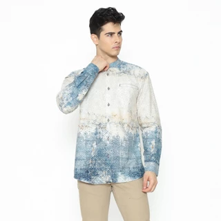 AMK Kemeja Koko Pria Printing  Lengan Panjang KK NIZAM L/S GREEN