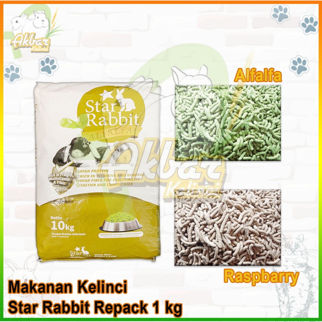 Jual Makanan kelinci Star Rabbit 1 kg Raspberry/Alfalfa Repack | Pelet ...