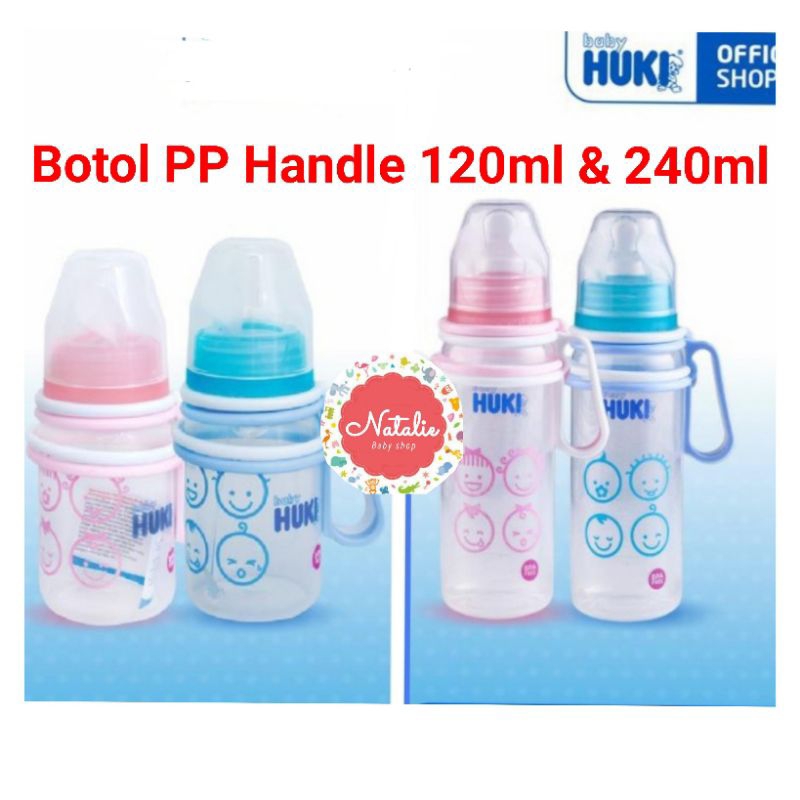 Jual HUKI BABY Botol PP Handle 120ml dan 240ml Dot Orthodontic | Shopee ...