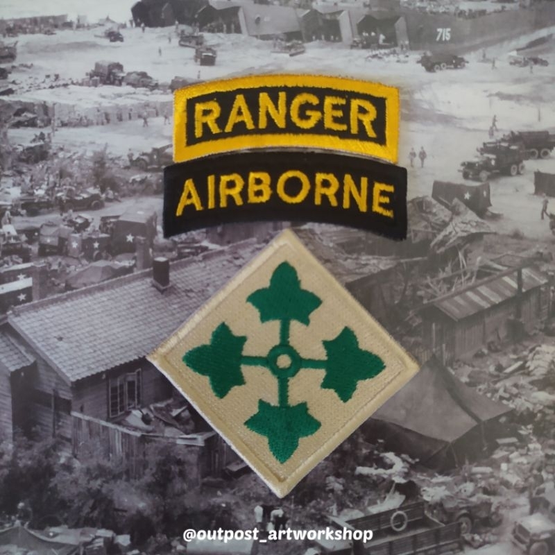 Jual Patch 4th Infantry Division Tab Airborne Tab Ranger US Army Color ...