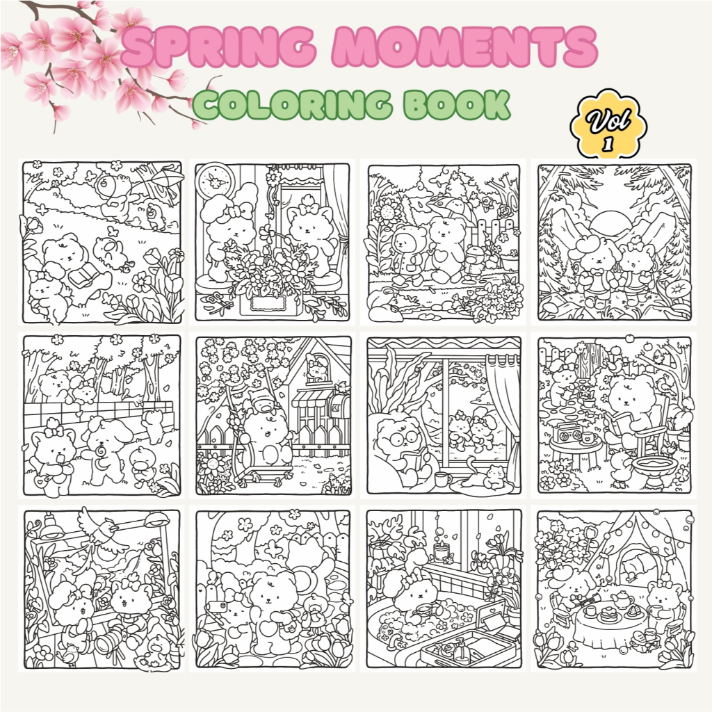 Jual SPRING MOMENTS VOL 1 Fuzzy Buddies Coloring Book For Kids Adults ...