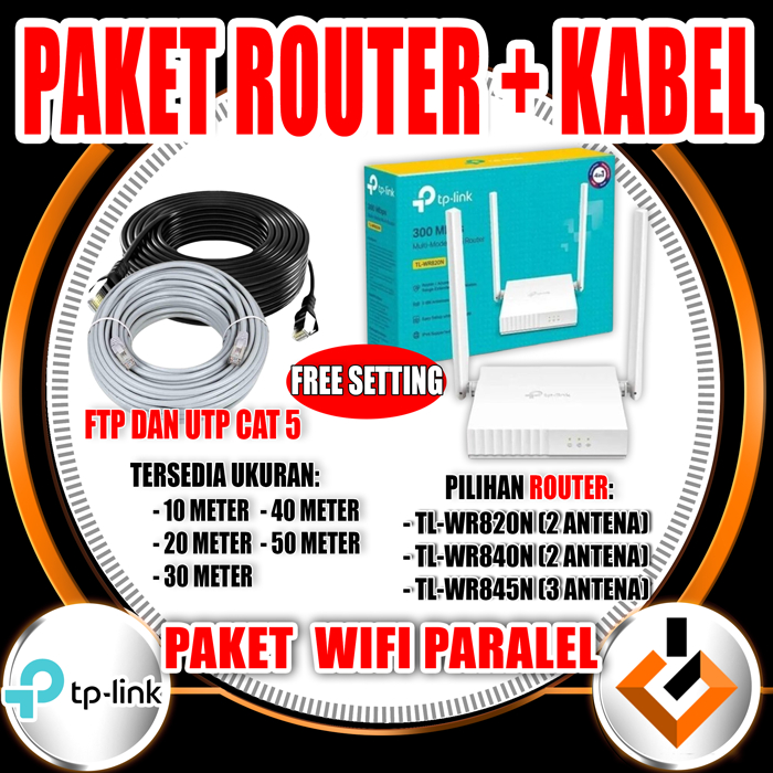 Jual PAKET Internet Wifi Pararel / Router TP LINK + Kabel Lan UTP FTP ...