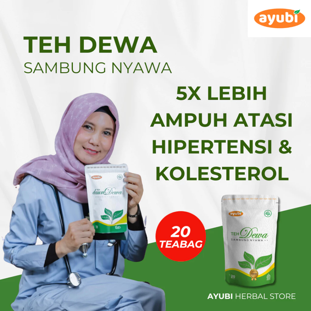 AYUBI Obat Teh Herbal Kolesterol Penurun Darah Tinggi Asam Urat Paling Ampuh Alami isi 20 Teabag