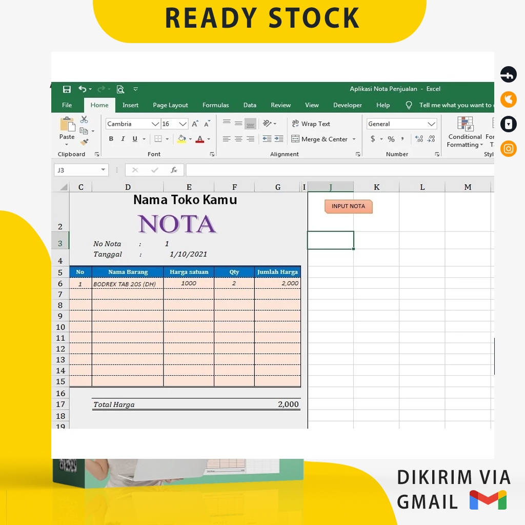 Jual APLIKASI NOTA BON EXCEL SIAP PAKAI - Generator Nota Belanja Excel ...