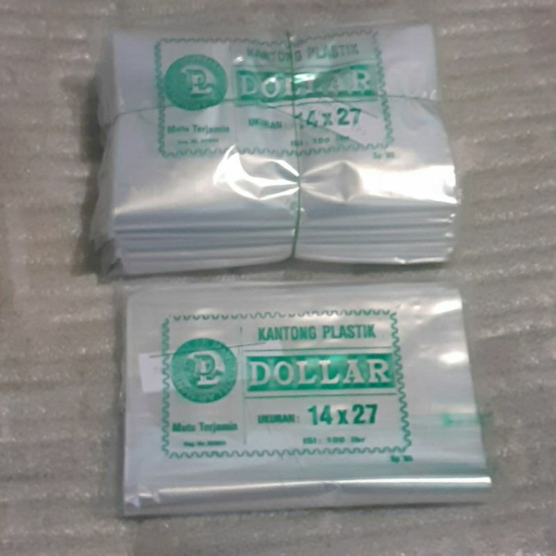 Jual Plastik 1 kg bening 14 x 27 cm dollar isi 100 lembar | Shopee ...
