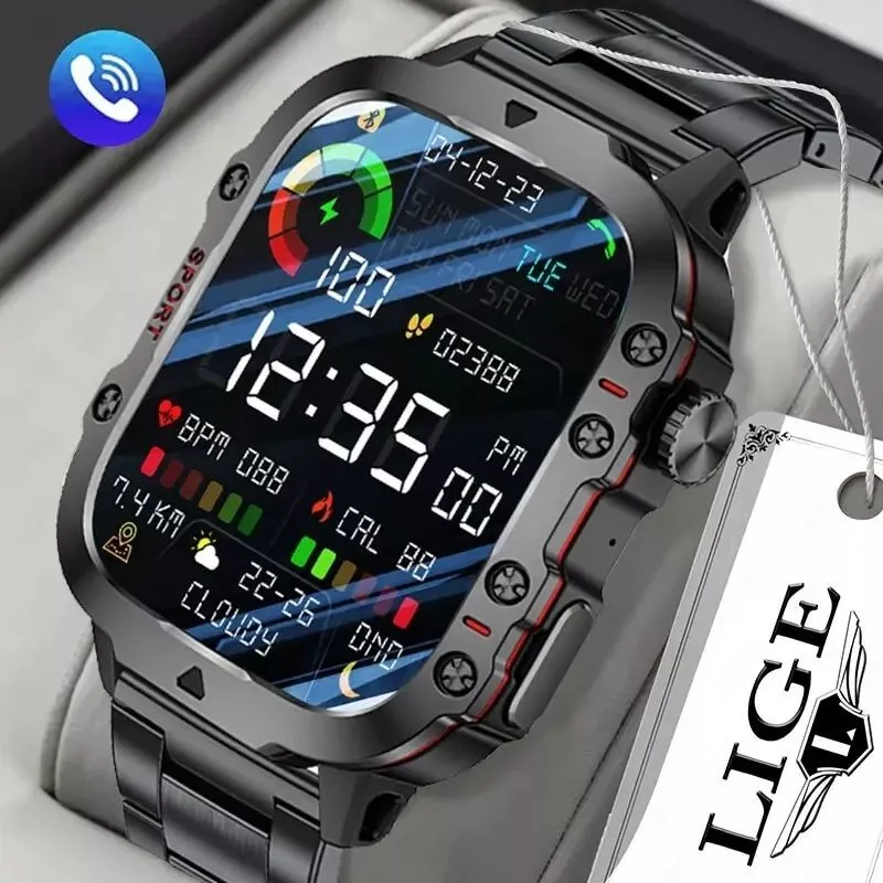 LIGE Smartwatch Pria Tahan Air IP68 Bluetooth