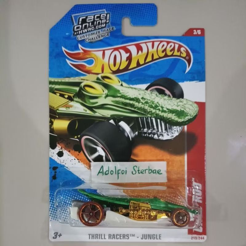Hot Wheels CROC ROD 1/64 Scale Die-Cast Car - 2008 Collector #18, Green Crocodile Hot Rod With FTE Wheels
