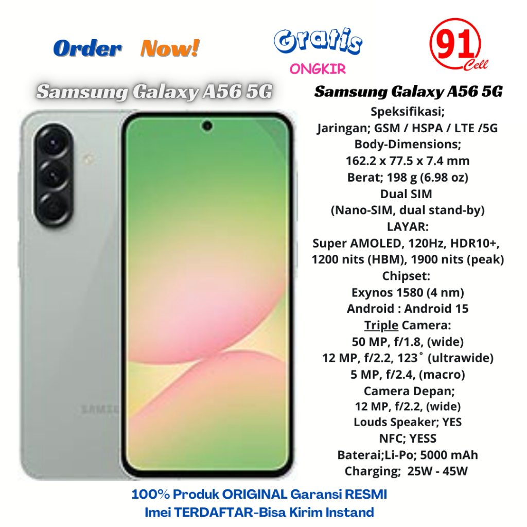 Jual Samsung A56 5G (Ram12/256Gb) & (Ram8/256gb) Garansi Resmi | Shopee
