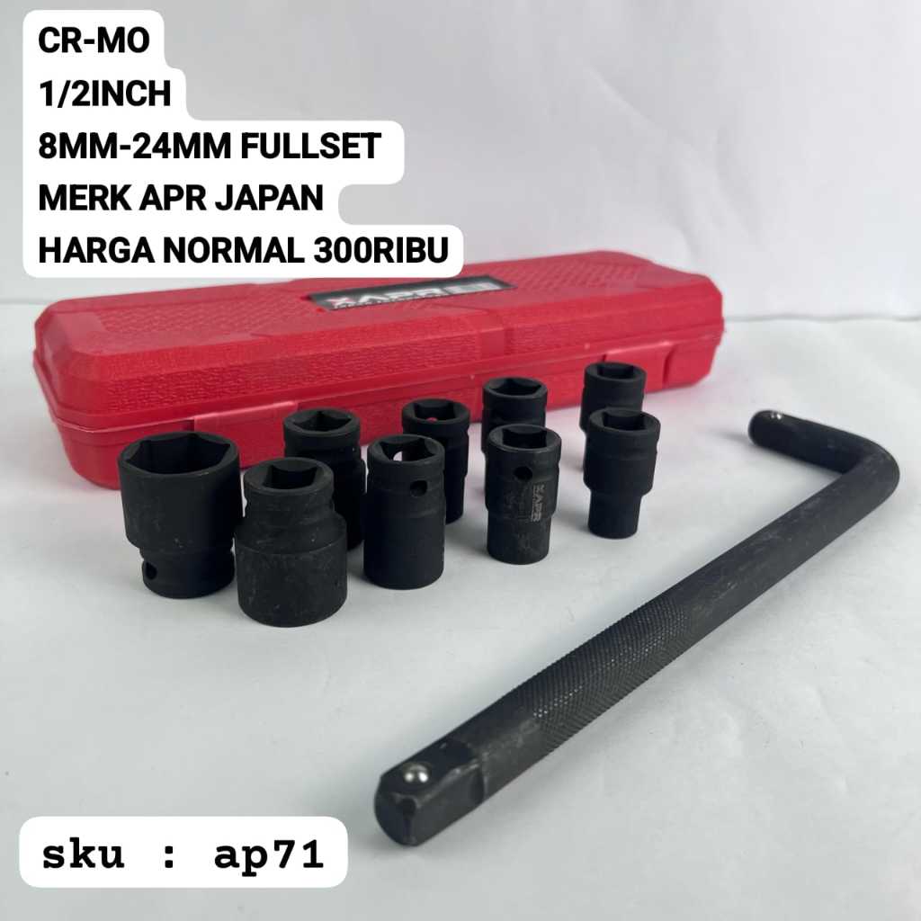 Jual APR kunci sock 1/2inch mata sok 8mm - 24mm CRMO type ap71 anti ...