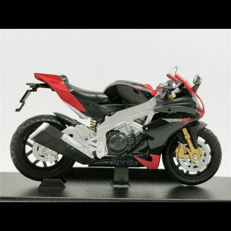 Welly Aprilia RSV 4 Factory – Maquette Moto 1/18 Noir Et Rouge – Support De Travail Et Base D'exposition