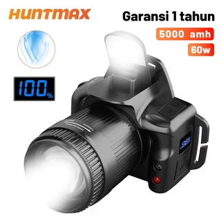 HUNTMAX Senter Kepala /Lampu Senter Kepala/Senter Led Super Terang Fokus Yang Dapat Disesuaikan