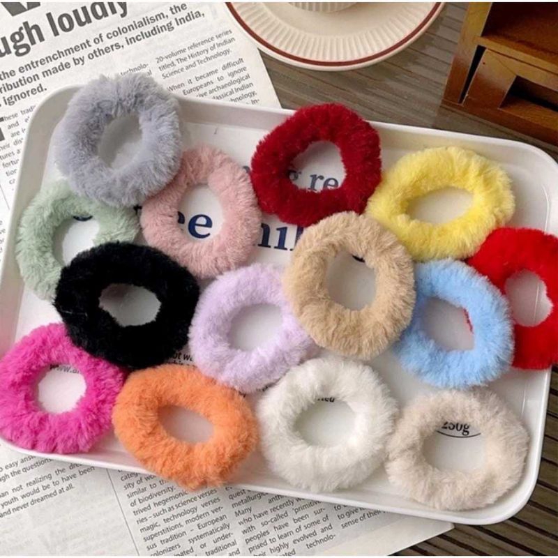 Jual ( Beerrysaa ) IKAT RAMBUT MINI BULU | Scrunchie cepol | aksesoris ...
