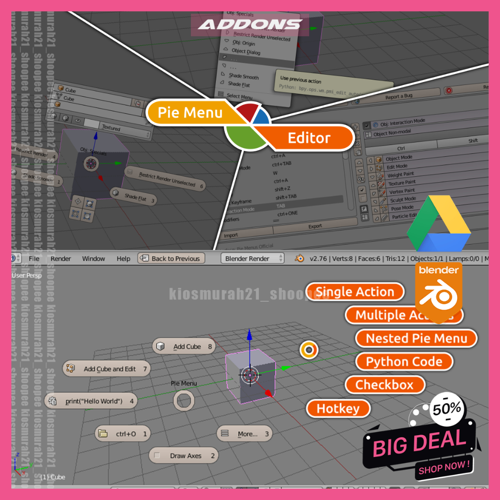 Jual Pie Menu Editor 3D Blender addons Plugin Terbaru Blender 3D ...