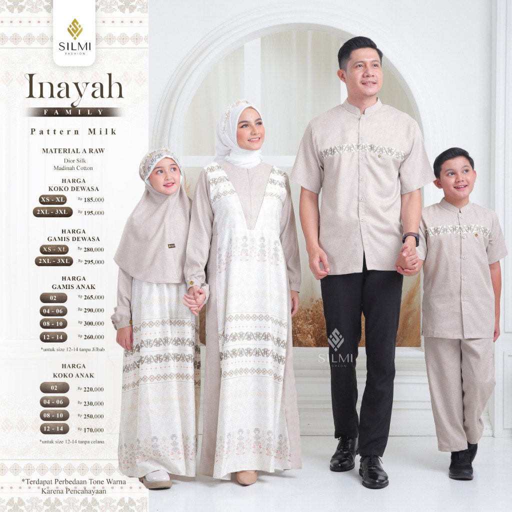 Jual Sarimbit Inayah Family Baju Couple Keluarga Warna Pattern Susu Set ...