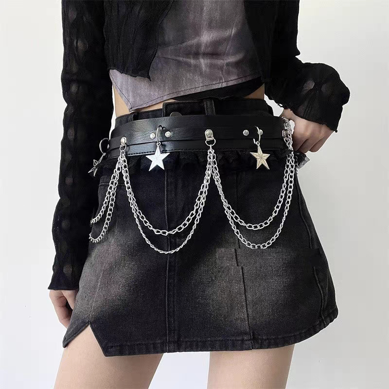 Jual BGS 493 Belt Wanita Rantai Ikat Pinggang Perpaduan Kulit PU Dan ...