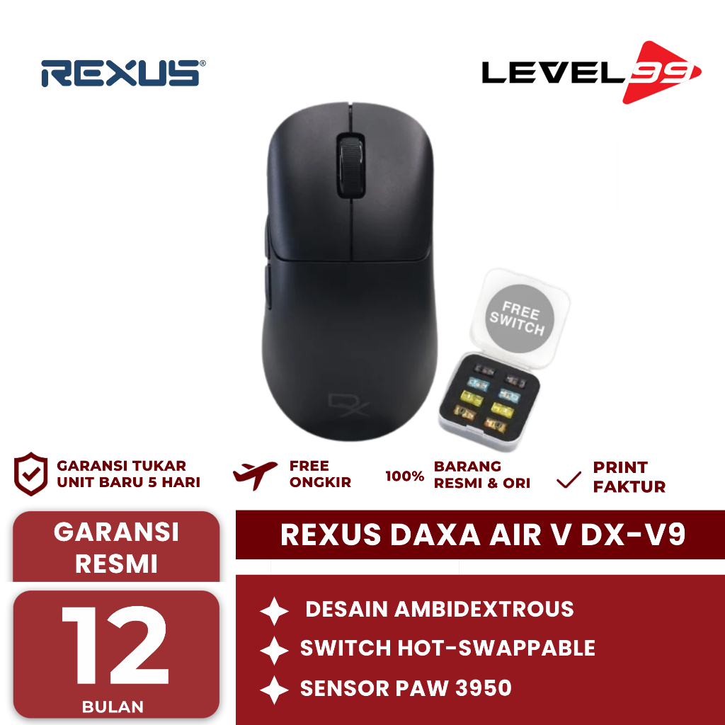 Jual Rexus Daxa Air V Dx-V9 Triple-Connection Wireless Gaming Mouse ...