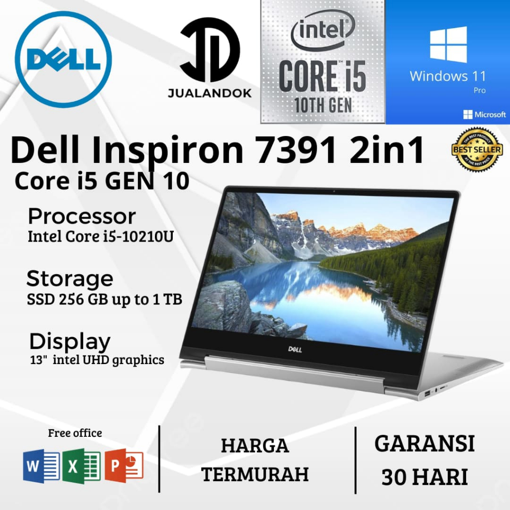 Jual Laptop Dell Inspiron 7391 2in1 Core i5 Gen 10 - RAM 8GB - SSD