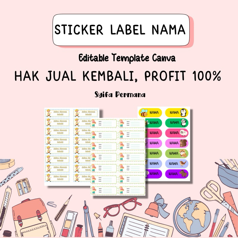 Jual TEMPLATE Sticker Label Nama | Baca Deskripsi | Shopee Indonesia