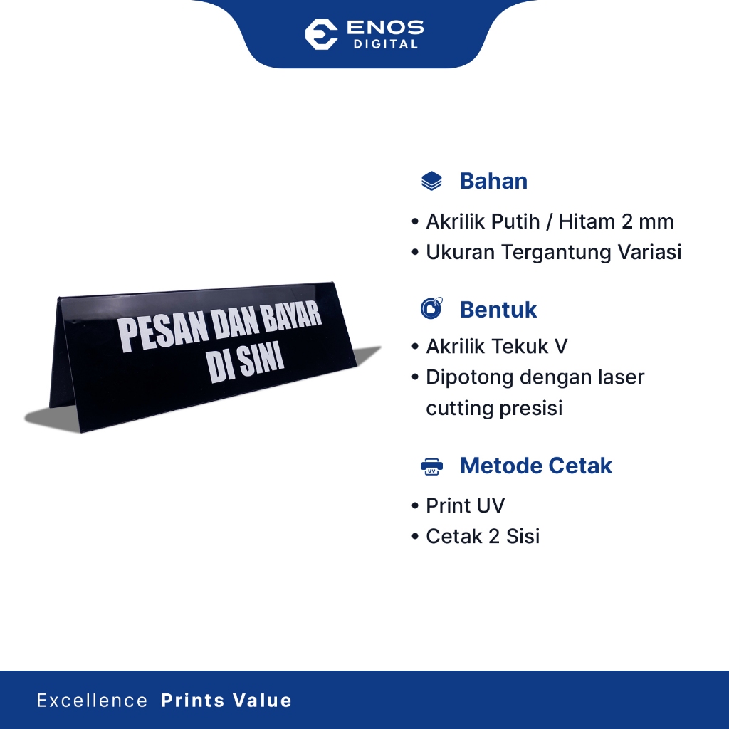 Jual Papan Nama Meja/ Akrilik Custom Tulisan/ Table Sign / Tent Card ...