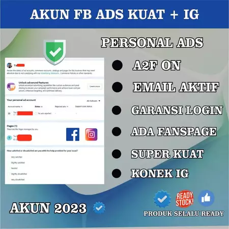 FB Ads Personal + Instagram + Sudah Berhalaman, A2F ON Dan Email Aktif Bisa Ganti Password