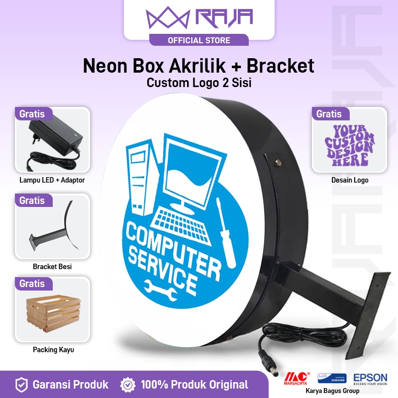 Jual Neon Box Servis Komputer Laptop Hp Neon Box Akrilik Premium 2 Sisi ...