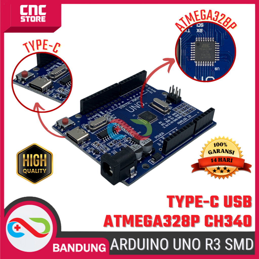 Jual ARDUINO UNO R3 ATMEGA328P SMD CH340 ATMEGA328P TYPE-C | Shopee ...