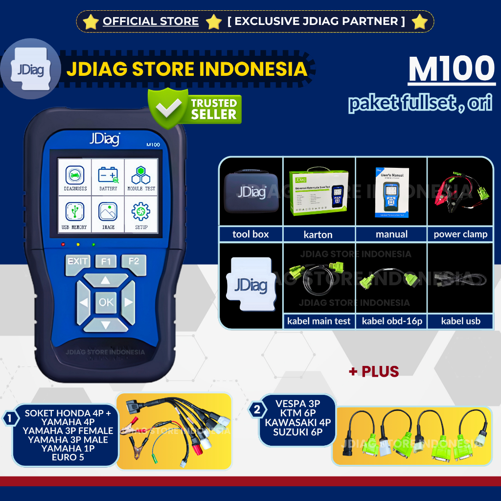 Jual ORIGINAL JDIAG M100 BIRU SCANNER SEMUA MOTOR JDIAG M 100 SCAN ...