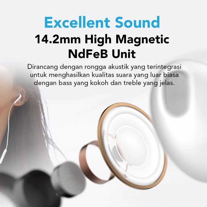 Edifier Earphone P180 Plus White-Earbuds with Remote and Mic - 1 Tahun Garansi
