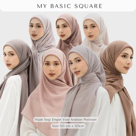 Hijab Segi Empat Voal Arabian Premium 125cm X 125cm MY Basic Square Pastelia Hijab