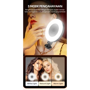 Ring Light Portabel Lampu Selfie Portabel Robot RFL02 Beuty Fill Light Three Mode And Brightness