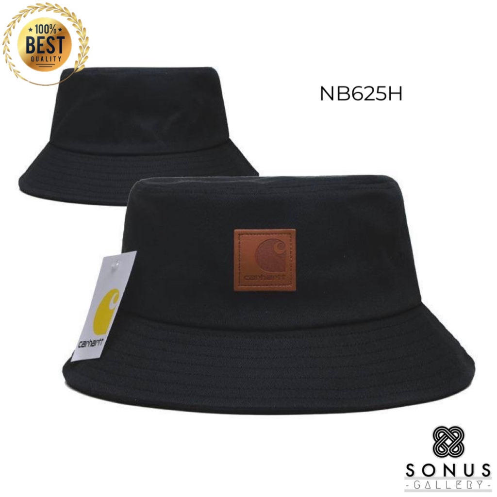 Jual Topi bucket classic polos logo persegi patch kulit heavy duty ...
