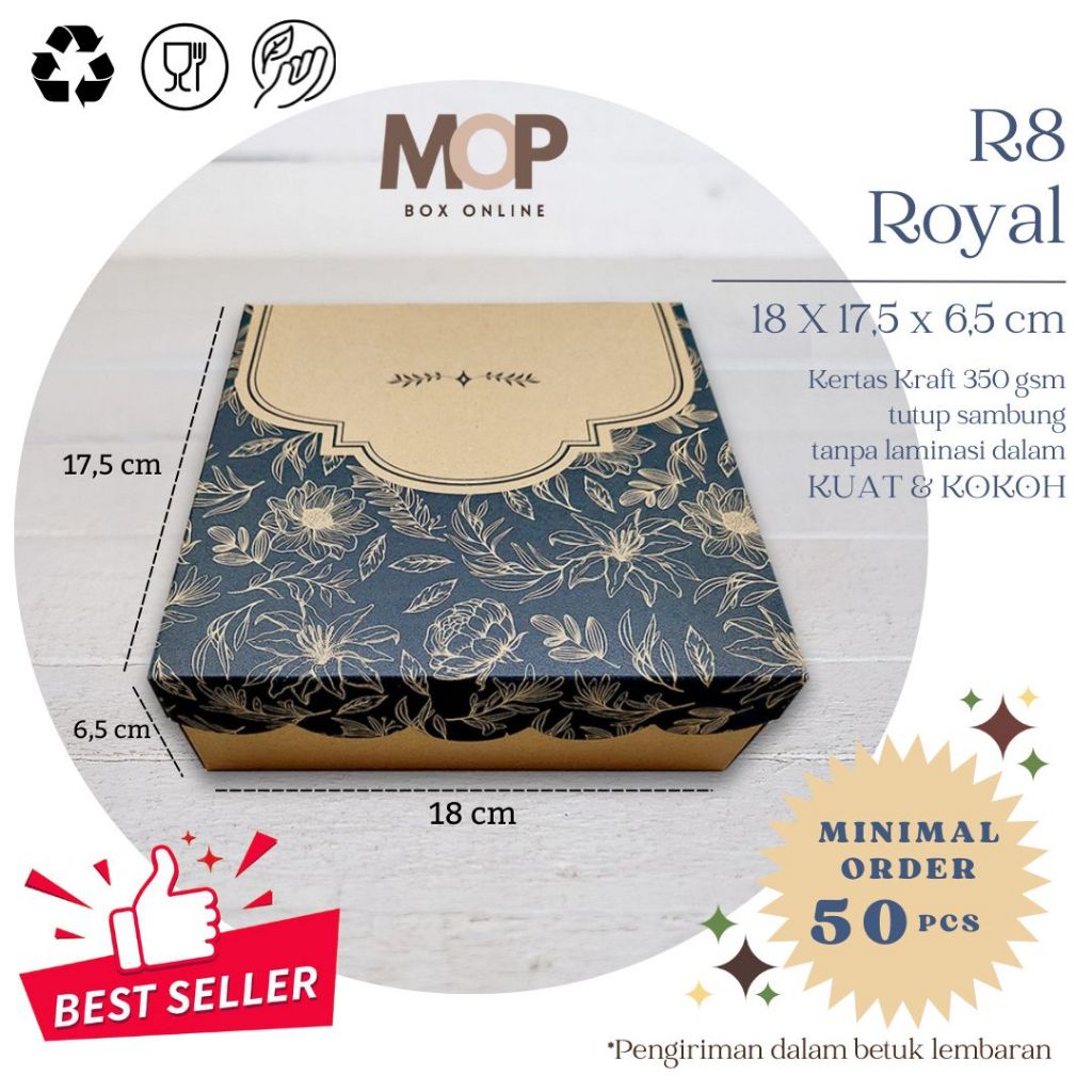 Jual Kotak Nasi 18x18 R8 Kraft ROYAL Box Nasi Kraf Murah Katering Kotak ...