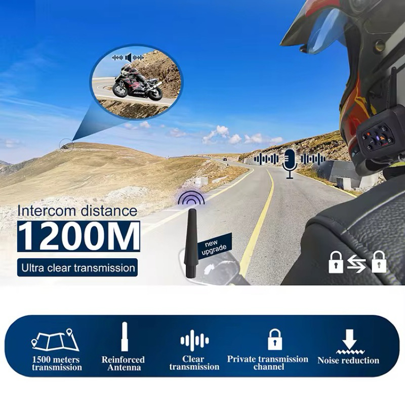 Jual INTERCOM V6 PLUS HEADSET HELM BLUETOOTH 6 RIDER PAIRING WATER ...