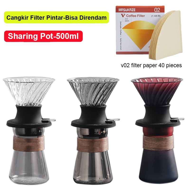 Jual V60 Caffee Smart Cup Caffee Filter Cup Sharing Pot Hand Brewing ...