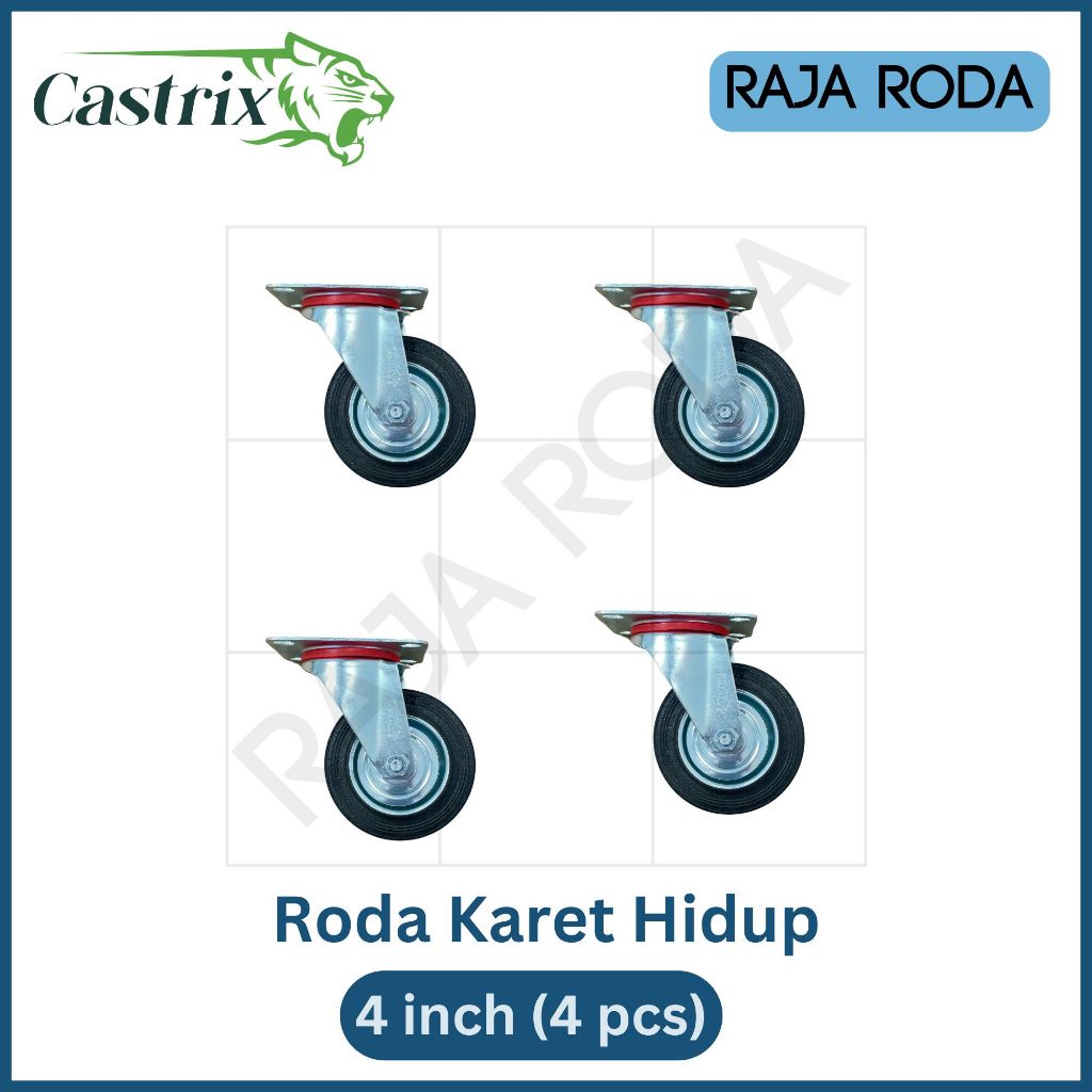 Jual Castrix Roda Karet Troli Steling Etalase Rak Set 4 pcs Hidup 4 ...
