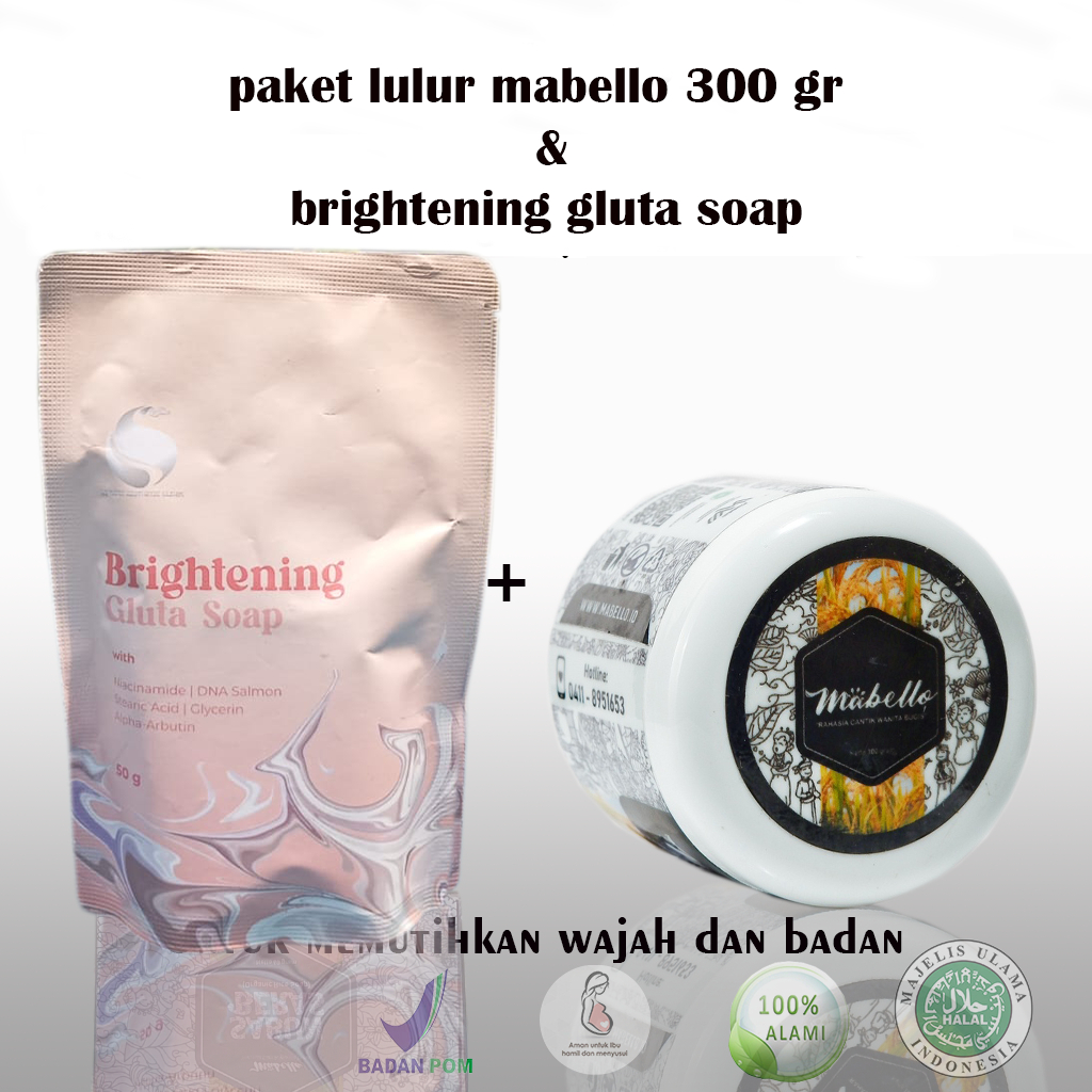 Jual Mabello lulur 300 gram dan brightening gluta soap | Shopee Indonesia