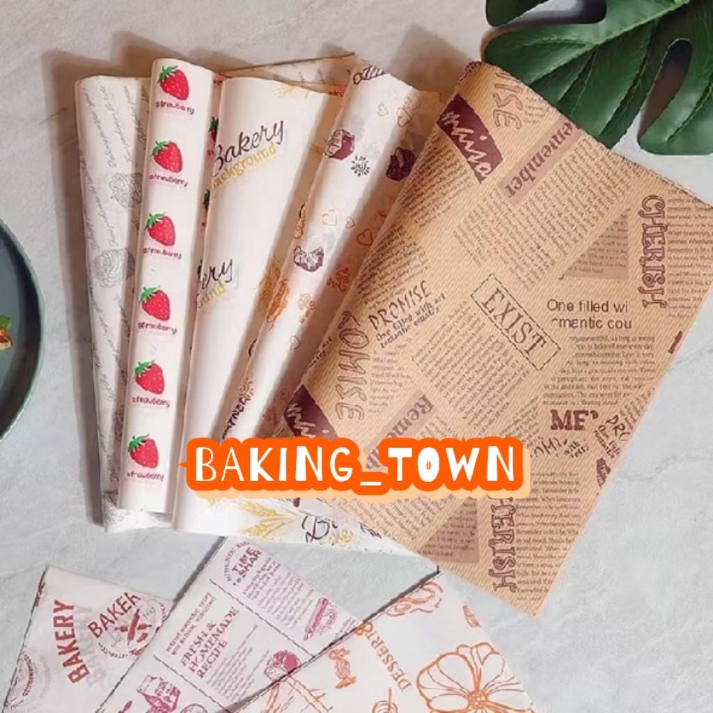 Jual 28x38cm 25lembar KERTAS ROTI MOTIF/WAX PAPER/BAKING PAPER | Shopee ...